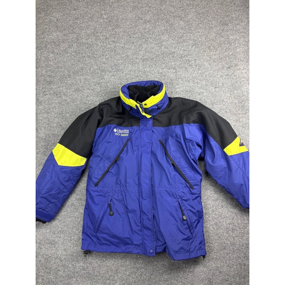 Columbia Tech Series Jacket Women's M Blue Full Zip‎ Snap Liner Hood Ski Coat